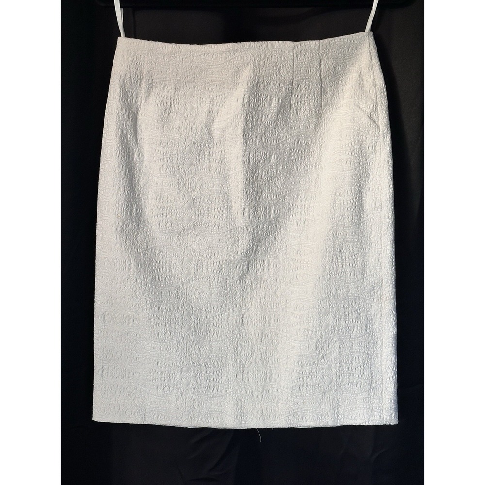 Spiegel White Textured Paisley Lined Pencil Skirt Womens Size 6 K6840